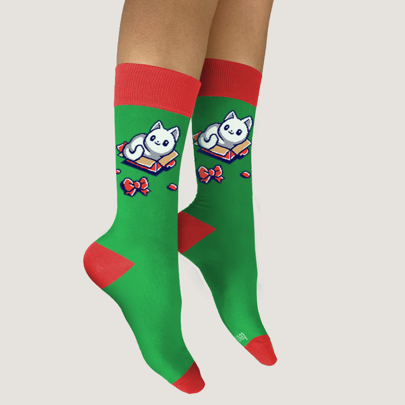 A pair of comfortable TeeTurtle Purrrfect Gift Socks with a cat design, perfect for friends.