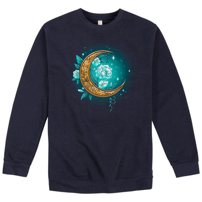 A navy sweatshirt with the Floral Moon by TeeTurtle.