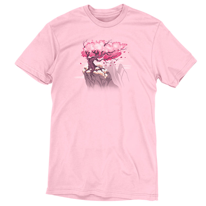 A pink TeeTurtle Ringspun Cotton t-shirt with an image of a Sakura Tree showcasing the beauty of blossoms.