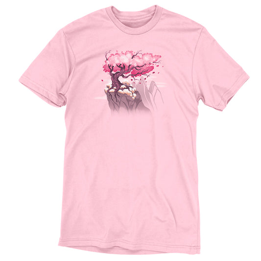 A pink TeeTurtle Ringspun Cotton t-shirt with an image of a Sakura Tree showcasing the beauty of blossoms.
