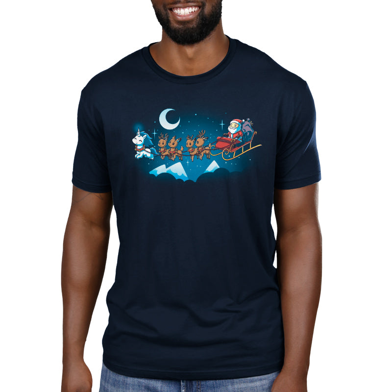 Navy blue Santa's Favorite Unicorn t-shirt by TeeTurtle.