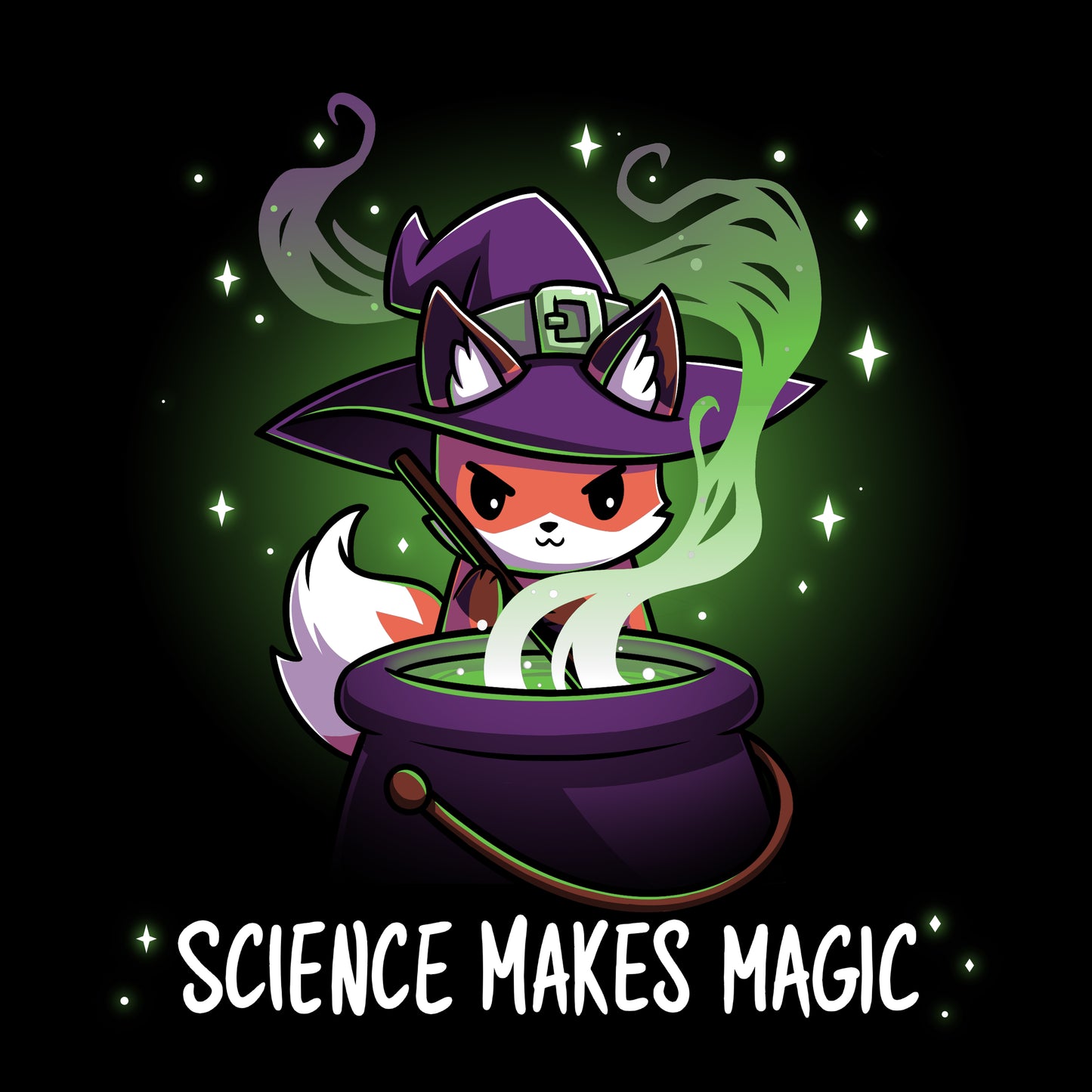 A Science Makes Magic t-shirt featuring a fox in a hat showcasing the magical science by TeeTurtle.