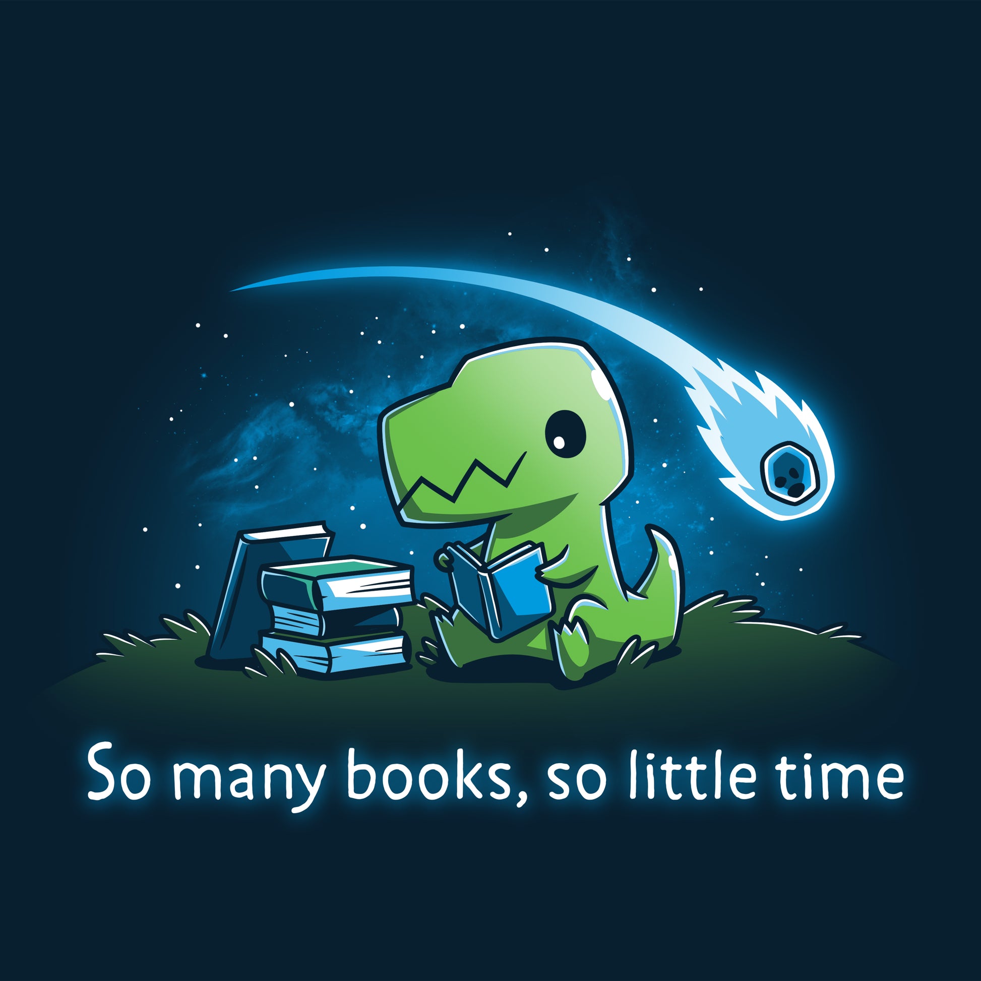 So Many Books, So Little Time" (Dino) by TeeTurtle.