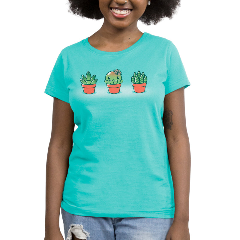 TeeTurtle's Succulent Surprise women's short sleeve cactus tee.