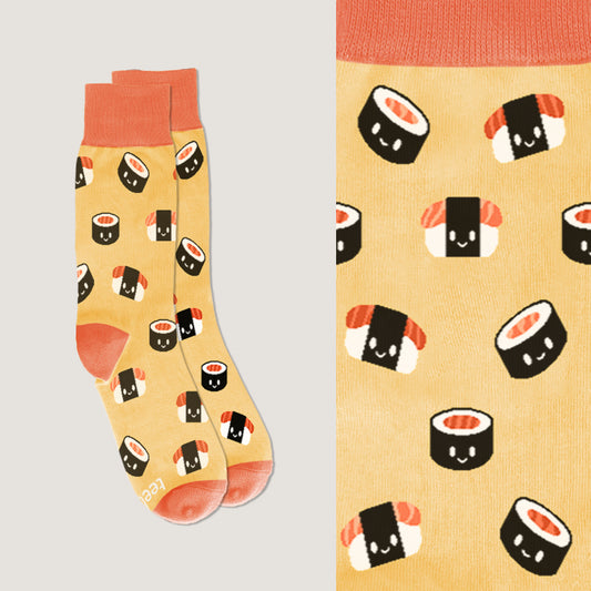 Comfortable Sushi Pattern Socks with TeeTurtle brand.
