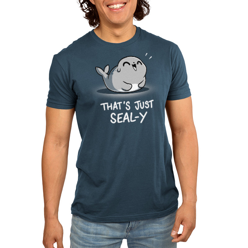 That's just a bad pun on a That's Just Seal-y denim blue t-shirt from TeeTurtle.