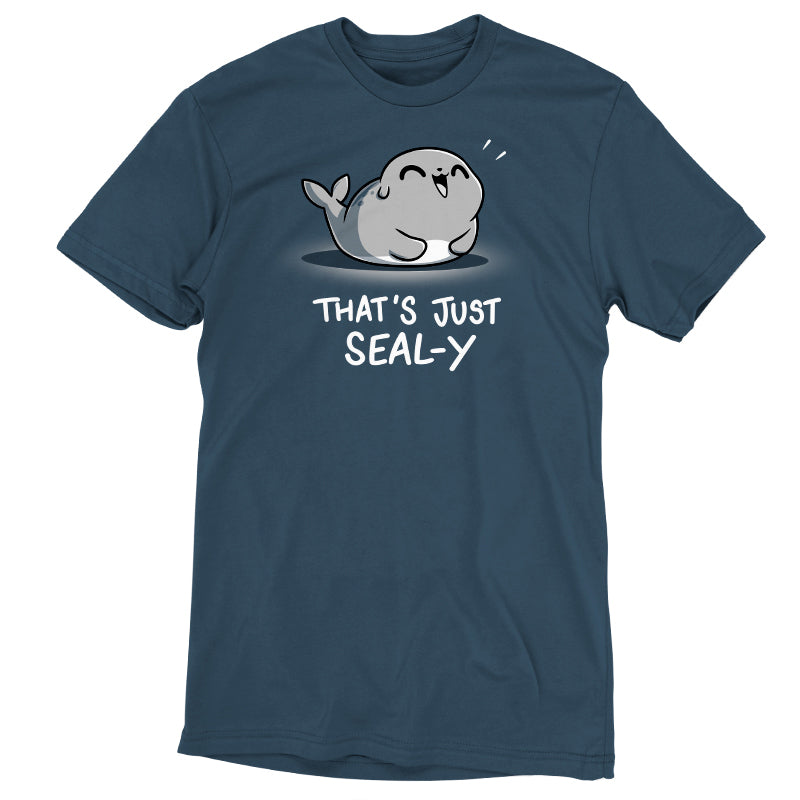 Keywords: TeeTurtle That's Just Seal-y denim blue t-shirt.