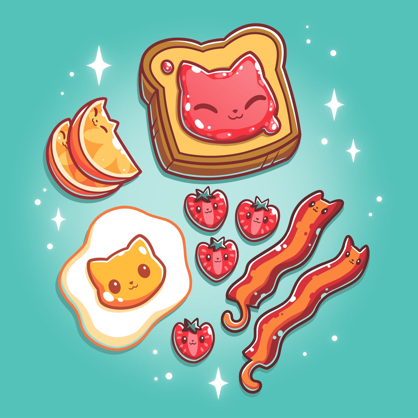 TeeTurtle's Caribbean Blue collection offers The Purrfect Breakfast with its kawaii designs.
