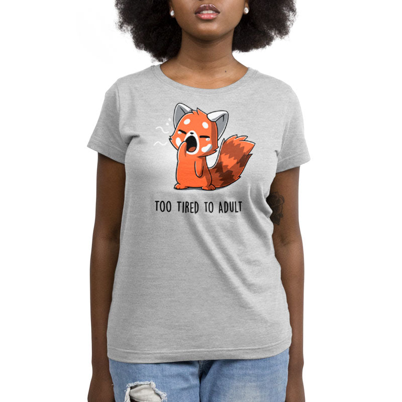 TeeTurtle's Too Tired To Adult nap tee for women.