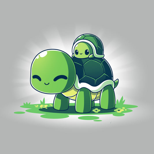This comfortable Turtleback Ride T-shirt from TeeTurtle features a turtle with a baby on its back, crafted from soft Ringspun Cotton fabric.