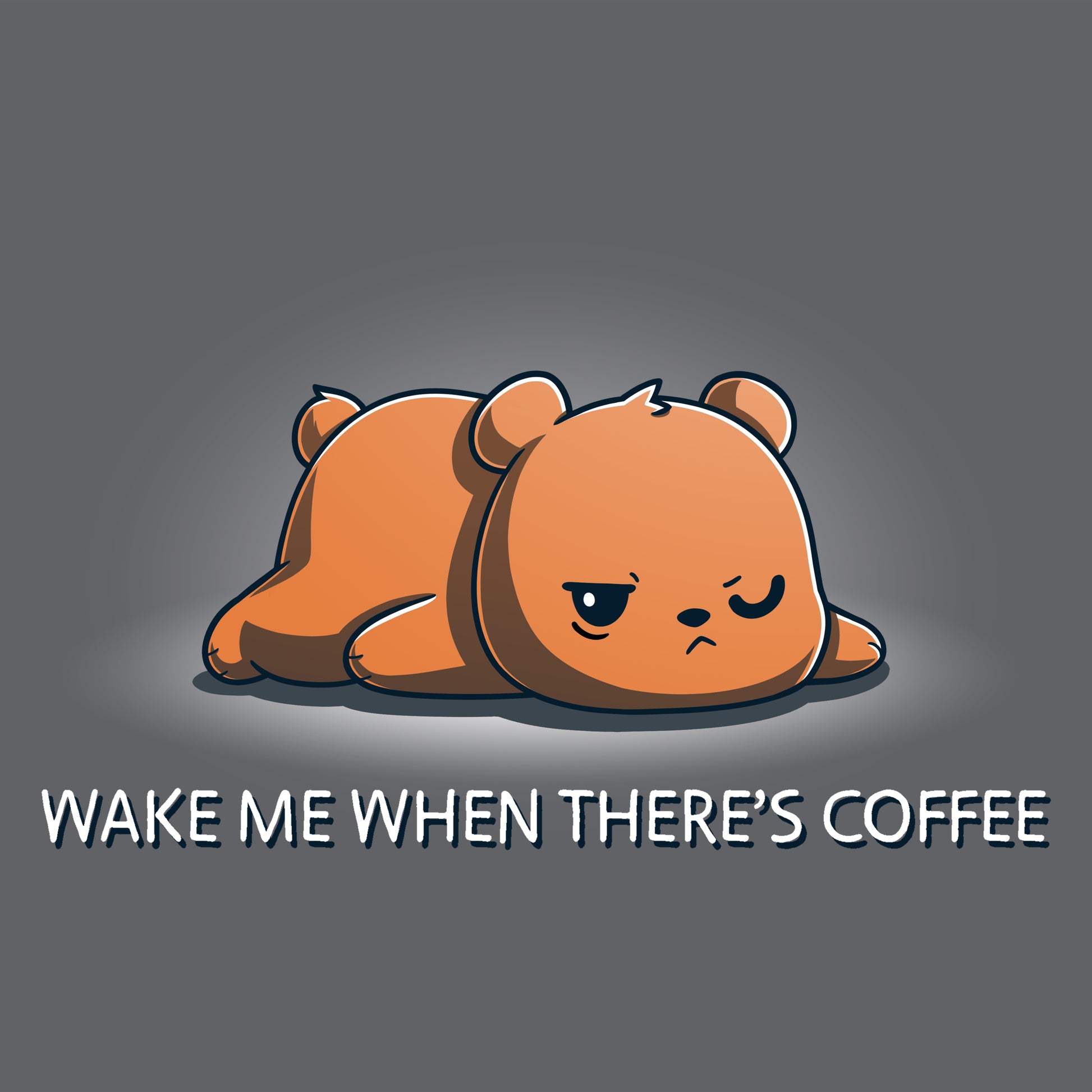A TeeTurtle Wake Me When There's Coffee teddy bear.