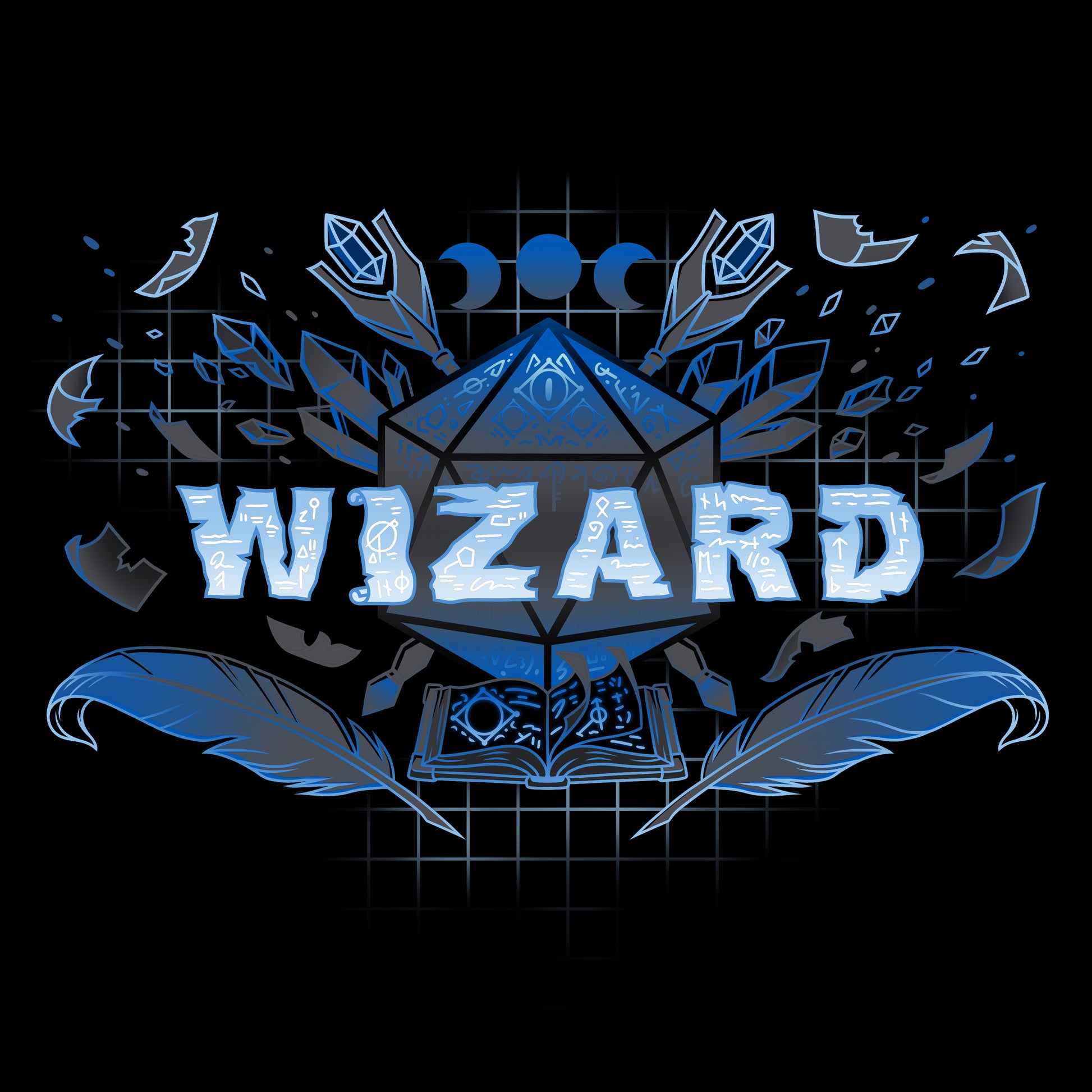 The TeeTurtle Wizard Class logo with feathers.