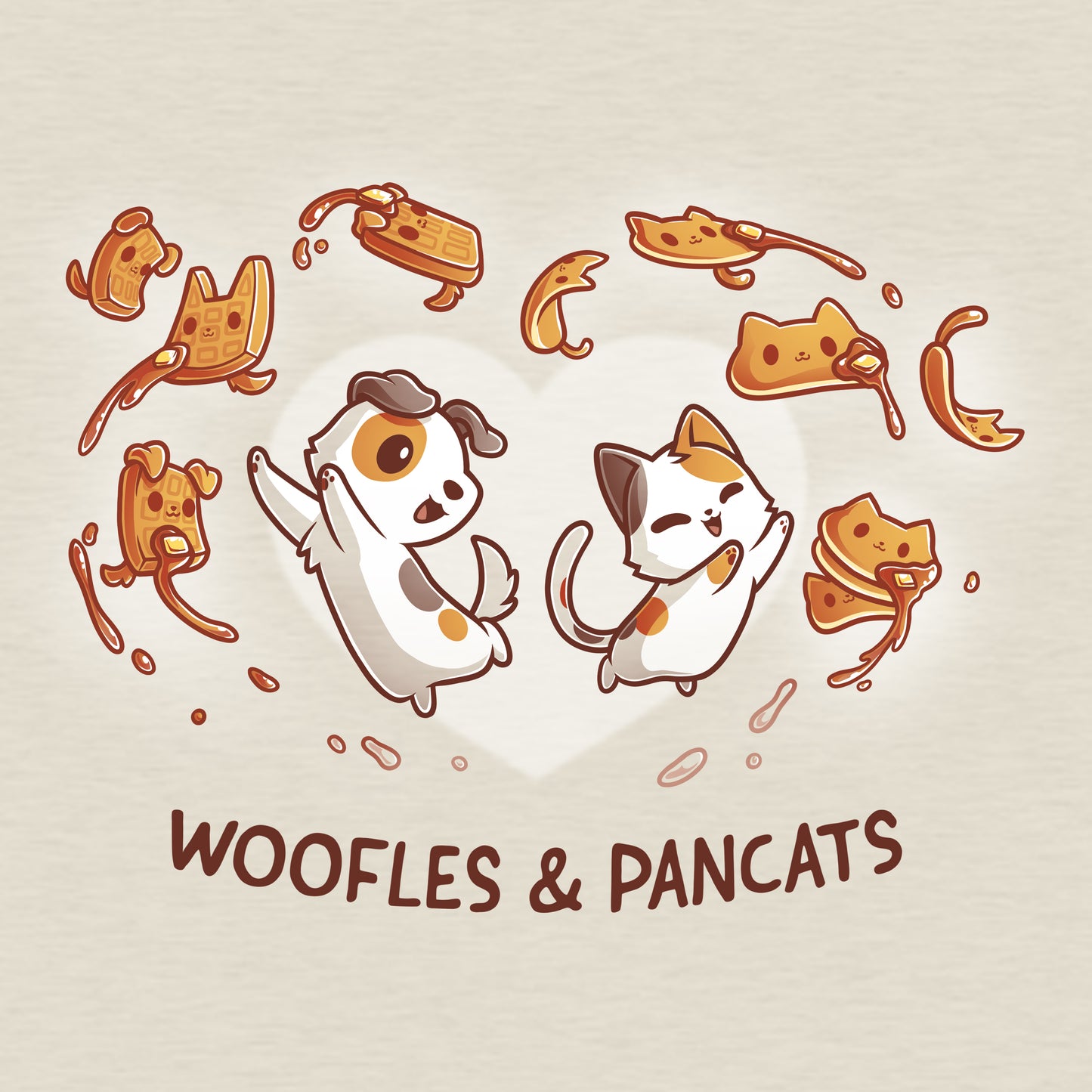 Super soft Woofles & Pancats natural heather T-Shirt by TeeTurtle.
