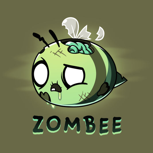 A military green Zombee with a green head found on a TeeTurtle T-shirt.
