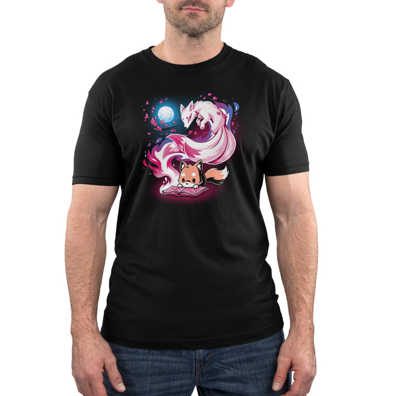 A comfortable black men's Tale of Tails t-shirt featuring an image of a Pokemon by TeeTurtle.