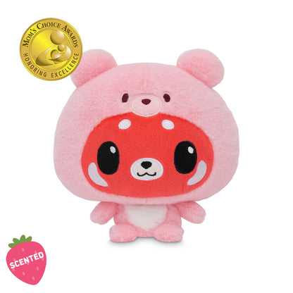 Cloudheads: 5" Strawberry Cake-Scented Red Panda (Cupcake) with Mom's Choice Awards badge and strawberry cake-scented badge