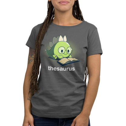 Comfortable women's Thesaurus t-shirt with iron-resistant fabric in charcoal color by TeeTurtle.