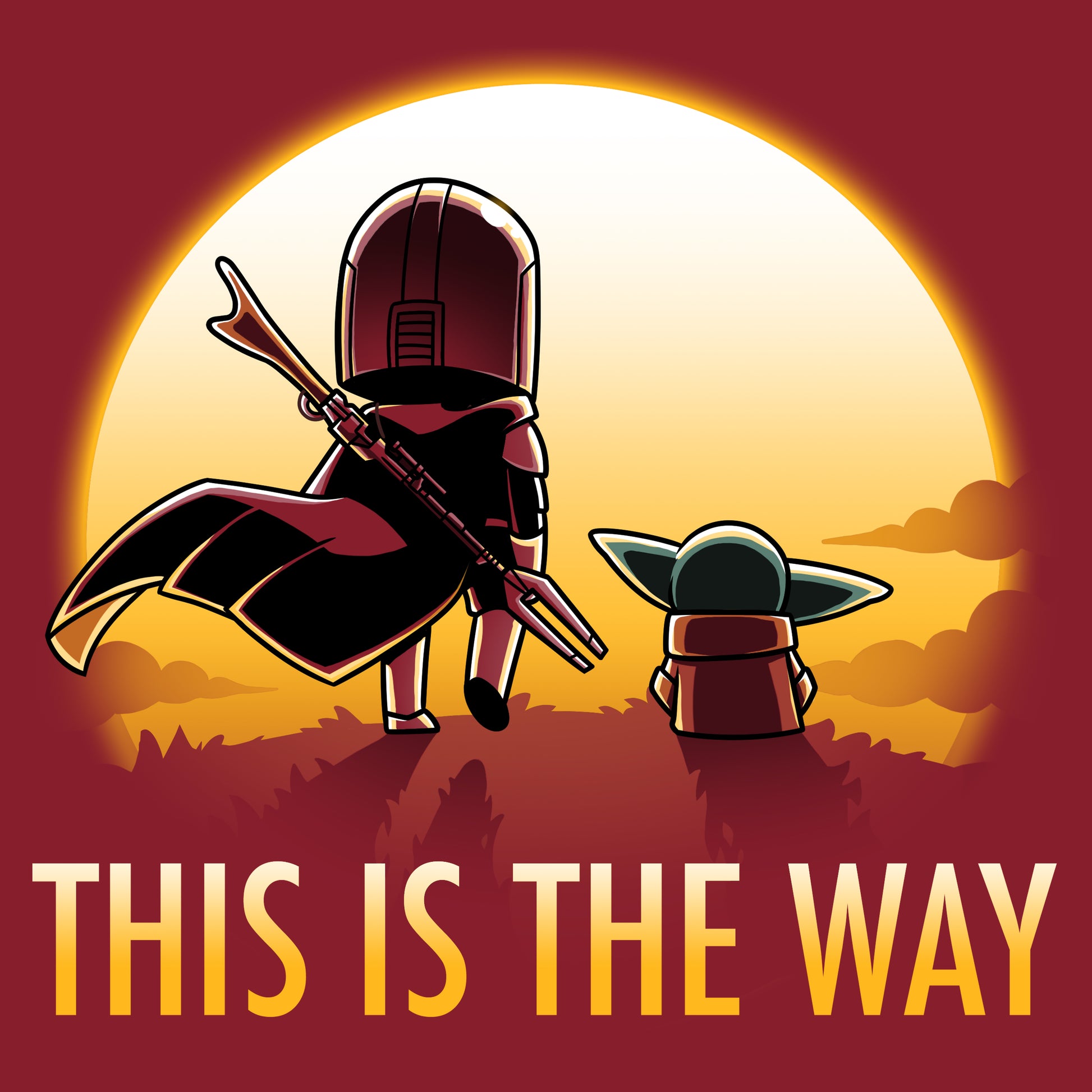 Officially Licensed Star Wars tee featuring the iconic Mando and Grogu with the product name "This is the Way (Sunset)" for the ages.