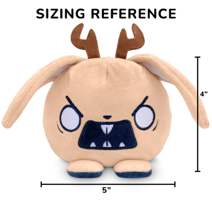 Twisted Cryptids: Jackalope 4" Reversible Plushie with a sizing reference of 4 inches