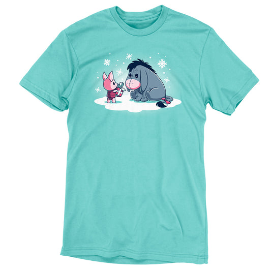 Winnie the Pooh's Piglet's Gift For Eeyore T-shirt made from soft Ringspun Cotton.