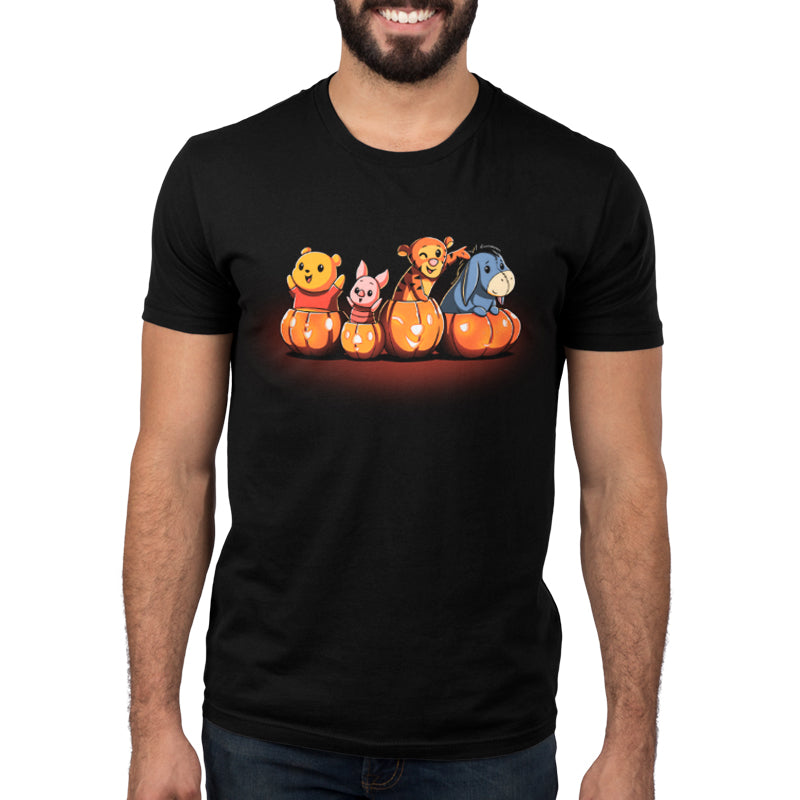 An officially licensed Winnie the Pooh T-shirt featuring Pooh's Pumpkin Friends.
