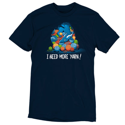A navy blue Yarn Hoarder t-shirt that says "i need more candy.