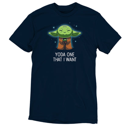A limited stock Star Wars Yoda One That I Want t-shirt with the words "Yoda one" that I want.