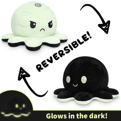 The TeeTurtle Big Reversible Octopus Plushie (Green Glow + Black) from TeeTurtle glows in the dark.