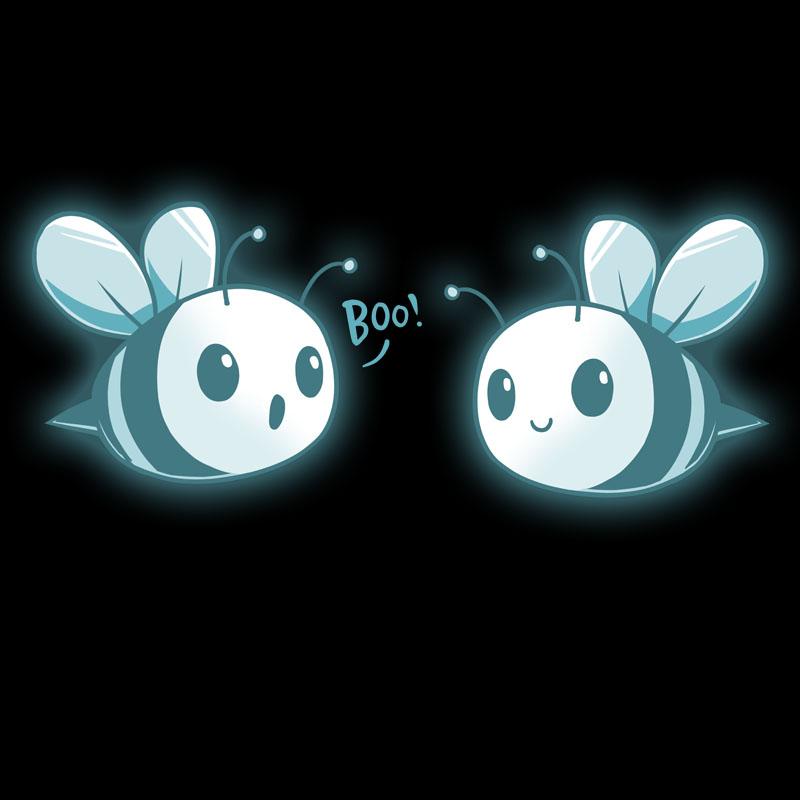 Premium Cotton T-shirt_TeeTurtle black Boo Bees. Featuring two ghost bees saying boo.