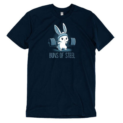 Navy blue Buns of Steel bunny t-shirt featuring TeeTurtle.