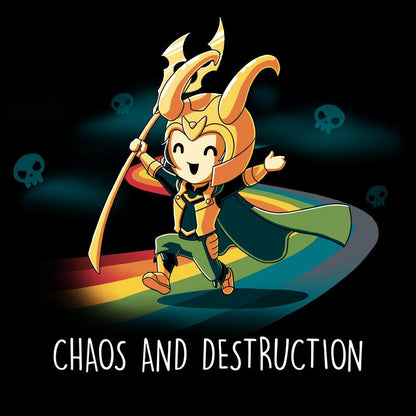Officially licensed Marvel Loki T-shirt featuring Chaos and Destruction.