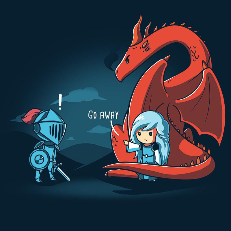 A girl and a dragon are standing next to each other, with the girl being the Damsel in Control by TeeTurtle.