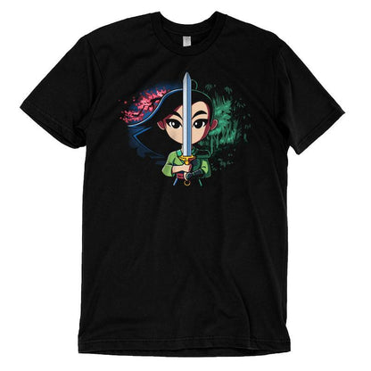 A Disney t-shirt featuring Mulan wielding the Double-Edged Sword.