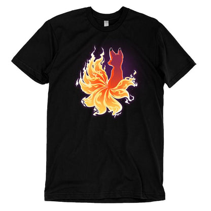 A black t-shirt with a Fire Kitsune (TeeTurtle) on it.