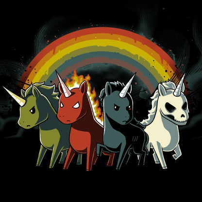 Four TeeTurtle Unicorns of the Apocalypse with horns and a rainbow.
