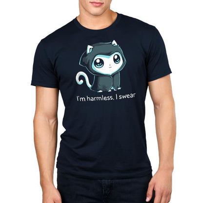 A Grim Kitty (Glow) wearing a Navy Blue Tee with Super Soft Ringspun Cotton by TeeTurtle.