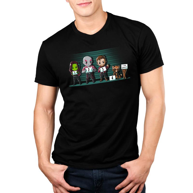 Officially licensed Marvel Guardians of the Galaxy men's t-shirt featuring Groot in the universe, The Lineup.