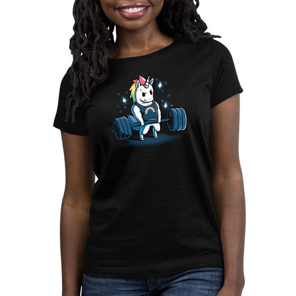 A TeeTurtle women's black Gym Unicorn t-shirt.