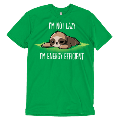 An I'm Energy Efficient green t-shirt by TeeTurtle.