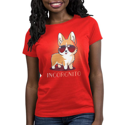 A TeeTurtle Incorgnito T-shirt featuring a corgi wearing sunglasses.