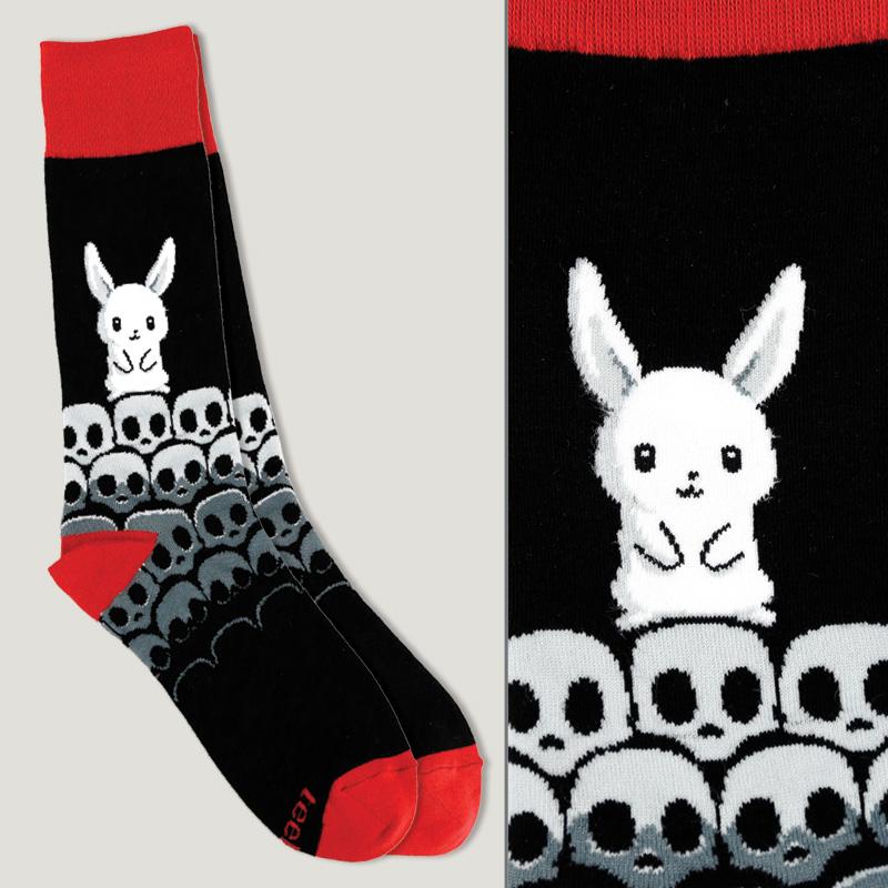 A cozy Killer Bunny Sock adorned with bunny and skull motifs by TeeTurtle.