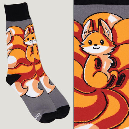 A blend of Dark Gray Kitsune Socks by TeeTurtle with a fox on them.