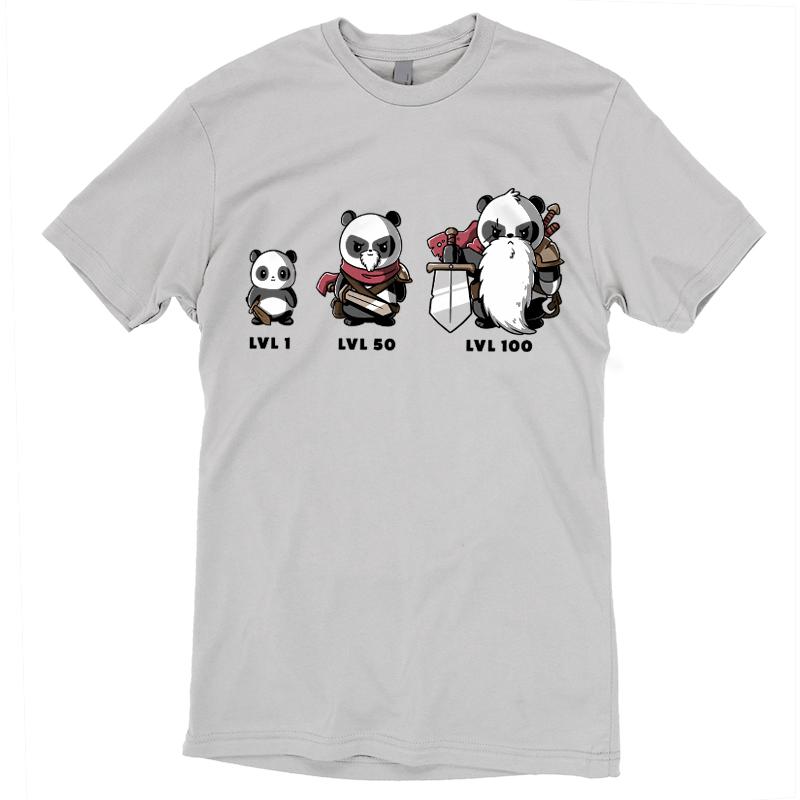Three Level Up panda bears wearing TeeTurtle t-shirts with armor.