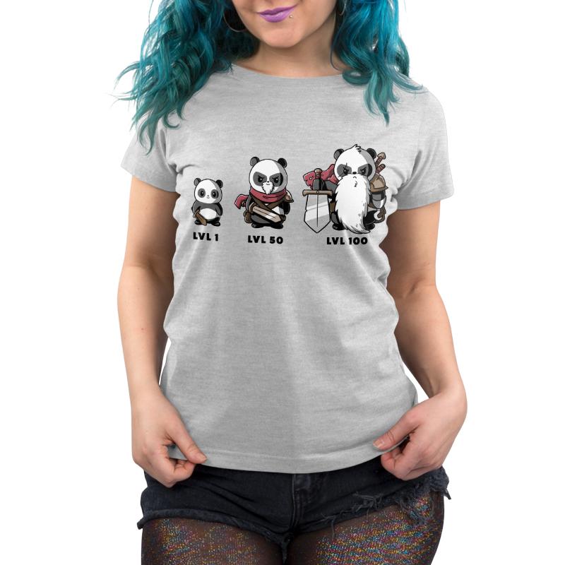 A women's Level Up t-shirt with panda bears and flowers by TeeTurtle.