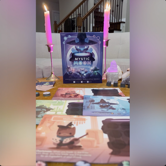 Mystic Moon Base Game unboxing video showing tokens, cards, player boards and more.