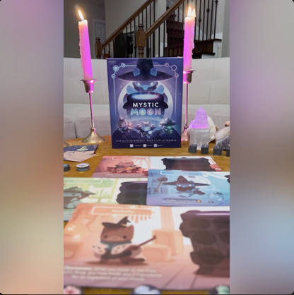 Mystic Moon Base Game unboxing video showing tokens, cards, player boards and more.