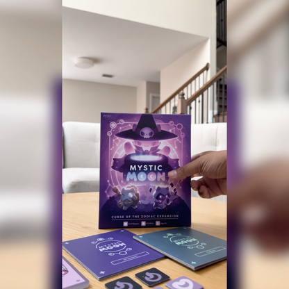Mystic Moon: Curse of the Zodiac Expansion unboxing featuring player boards, cards and more