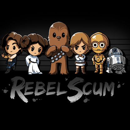 A group of officially licensed Star Wars Rebel Scum characters in a galaxy far, far away, with the iconic phrase "Rebel Scum" against a black background.