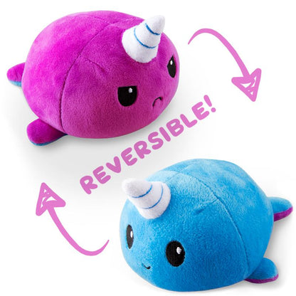 Two TeeTurtle Reversible Narwhal Plushies (Purple + Blue)
