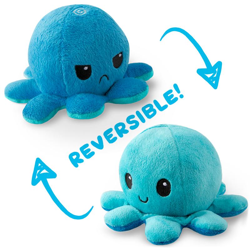 TikTok sensation - Two TeeTurtle Reversible Octopus Plushies in blue color.